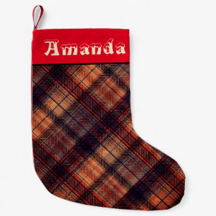 Schots tartan bruin oranje zwarte klassieker kleine kerstsok