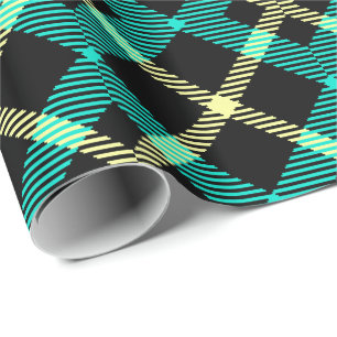 Schots tartan patroon geel turquoise plaid cadeaupapier