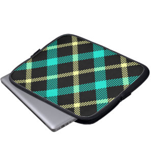 Schots tartan patroon geel turquoise plaid laptop sleeve