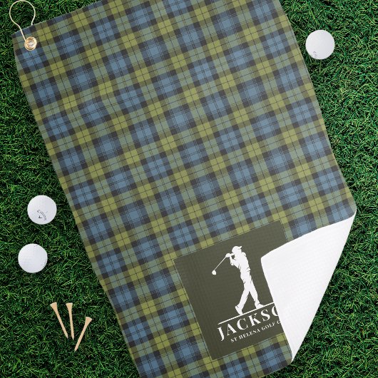 Schots Tartan Plaid Blauw Groen Monogram Golfhanddoek