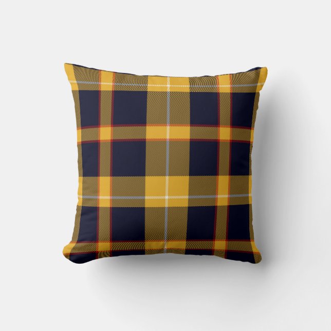 Schots Tartan Pset Navy Blue Yellow Red Celtic Kussen (Voorkant)