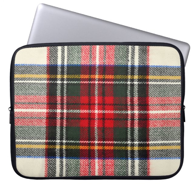 Schots tartanpatroon. Rood- en witte wolvlecht Laptop Sleeve (Voorkant)