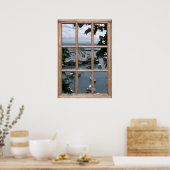 Schots Uitzicht van de Harbour van een Venster Poster (Keuken)