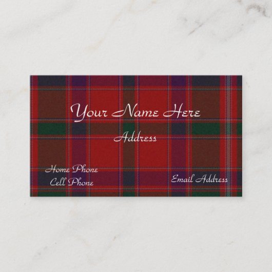 Schots Visitekaartje met tartan Pset (Voorkant)