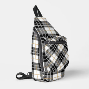 Schots wit, goud en zwart Tartan Plaid Sling Bag