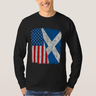 Schotse Amerikaanse Vlag Half USA Schotland Wortel T-shirt
