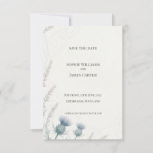 Schotse Blauwe Distel Save the Date Kaart