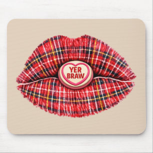 Schotse Cadeau Tartan Lippen Liefde Pop Art Muismat