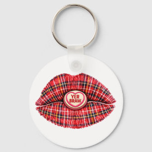 Schotse Cadeau Tartan Lippen Liefde Pop Art Sleutelhanger