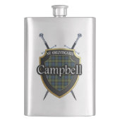 Schotse Campbell Tartan Shield and Swords Heupfles (Voorkant)