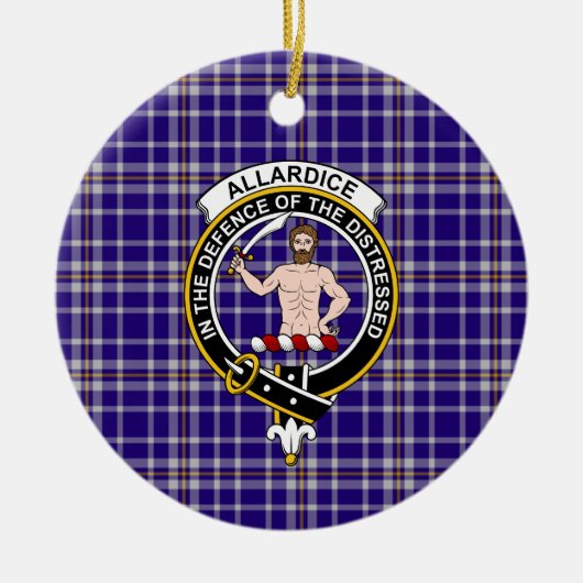 Schotse Clan Allardice Tartan en Wapenembleem Keramisch Ornament (Voorkant)