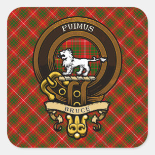 Schotse Clan Bruce Badge en Crest Wapenschild Vierkante Sticker