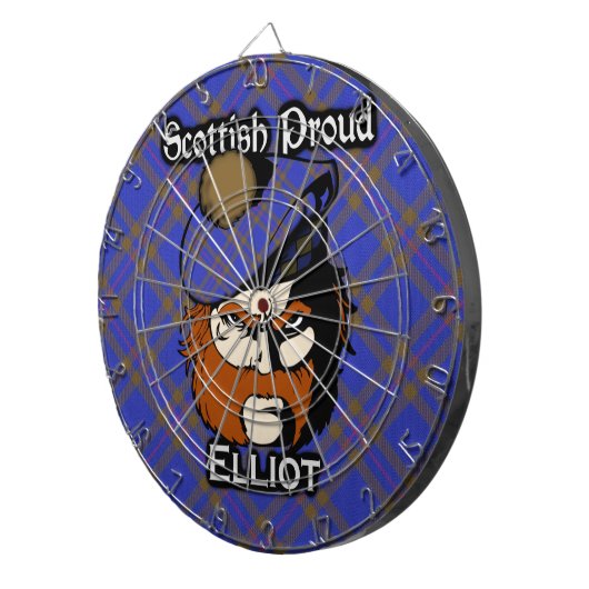 Schotse Clan Elliot Tartan Dartboard Dartbord (Voorkant Rechts)