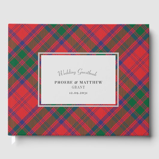 Schotse Clan Grant Rode Groene Blauwe Geruite Trou Gastenboek (Voorkant)