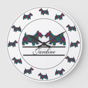 Schotse Clan Jardine Tartan Plaid Scottie Honden Grote Klok