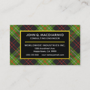 Schotse Clan MacDiarmid Tartan Plaid Visitekaartje