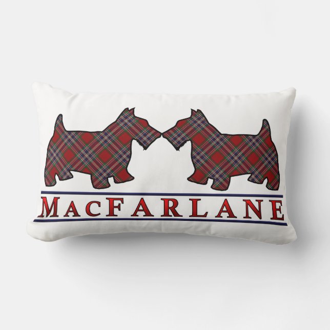 Schotse Clan MacFarlane Tartan Scottie Honden Kussen (Voorkant)
