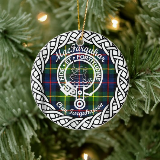 Schotse Clan MacFarquhar Tartan en Wapenembleem Keramisch Ornament (Boom)