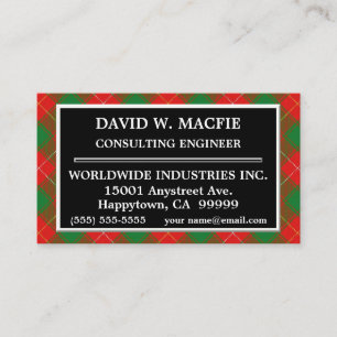 Schotse Clan MacFie Tartan Plaid Visitekaartje
