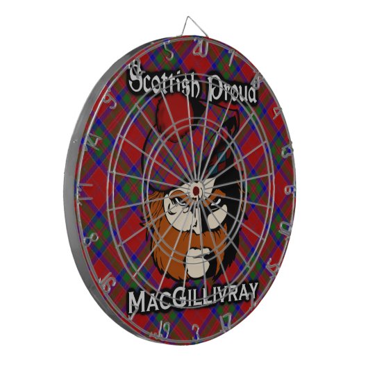 Schotse Clan MacGillivray Tartan Dartboard Dartbord (Voorkant Links)
