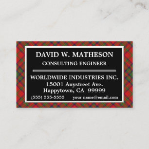 Schotse Clan Matheson Tartan Plaid Visitekaartje