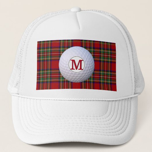 Schotse Clan Monogram Royal Stewart Tartan Plaid Trucker Pet (Voorkant)