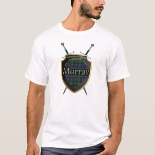Schotse Clan Murray Tartan Schild en Zwaarden T-shirt