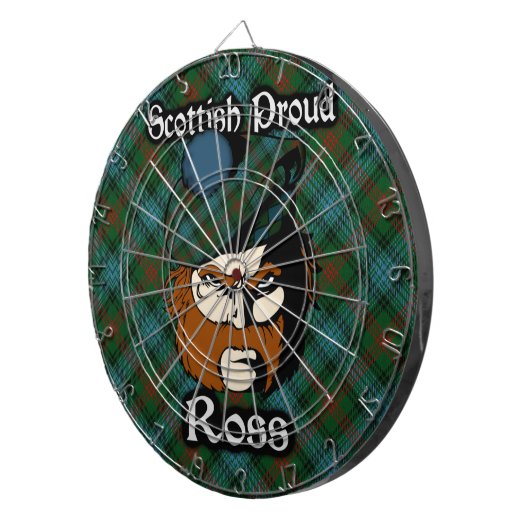 Schotse Clan Ross Tartan Dartboard Dartbord (Voorkant Rechts)