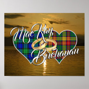 Schotse Clans Wedding Ring Tartan Hearts Poster