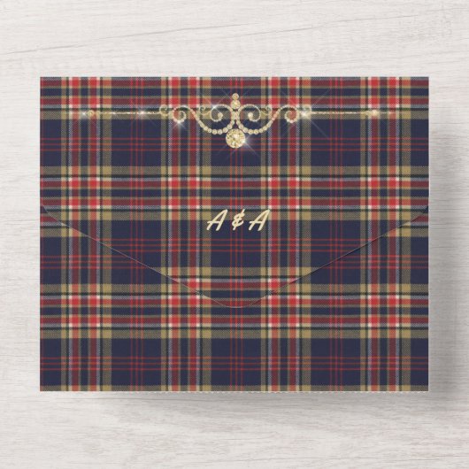 Schotse Commonwealth-tartan  All In One Uitnodiging (Achterkant)