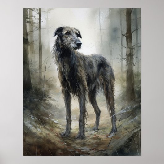 Schotse Deerhound Dog Art Print Poster (Voorkant)