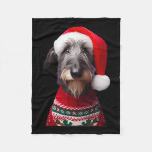 Schotse Deerhound hond met kerstmuts Kerstmis XM Fleece Deken