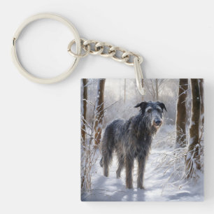 Schotse Deerhound Laat het sneeuwen Kerstmis Sleutelhanger
