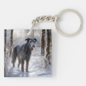 Schotse Deerhound Laat het sneeuwen Kerstmis Sleutelhanger (Achterkant)