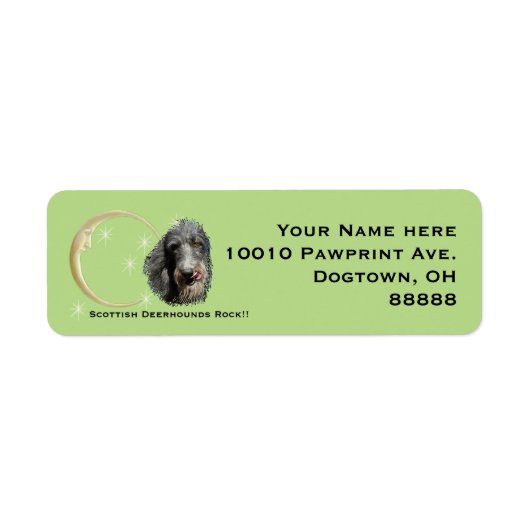 Schotse Deerhound, Maan en Sterren Etiket (Voorkant)