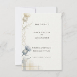 Schotse Distel Aquarel Save The Date Kaart