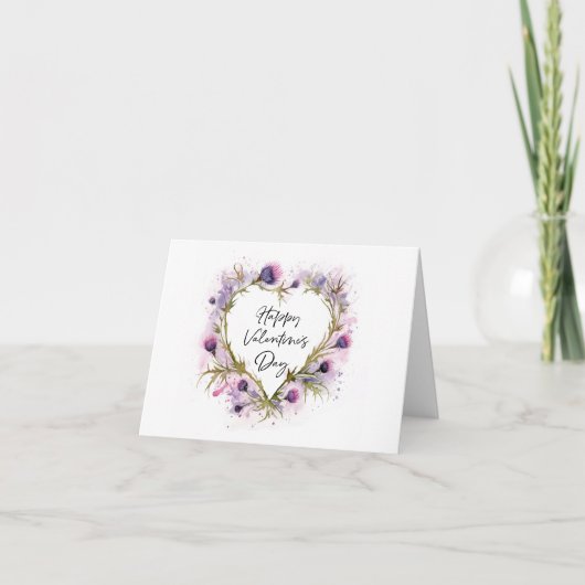 Schotse distel hart Waterverf Valentijns Kaart (Voorkant)