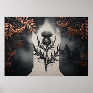 Schotse Distel Kasteel Lijsterbes Gotische Poster