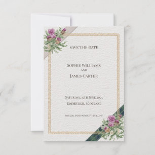 Schotse Distel Keltisch Tartan Save The Date Kaart