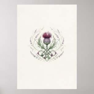 Schotse Distel Keltische Knoop Krans Poster