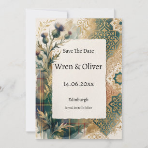 Schotse Distel Marokkaanse Mozaïek Bewaar de Datum Save The Date