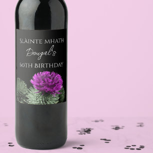 Schotse Distel Persoonlijke Verjaardag Wijn Etiket