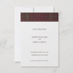 Schotse Distel Tartan Save the Date Gouden Emble