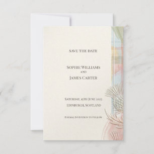 Schotse Distel Tartan Save the Date Gouden Emble
