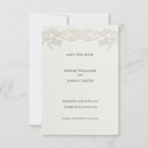 Schotse Distel Tartan Save the Date Gouden Emble