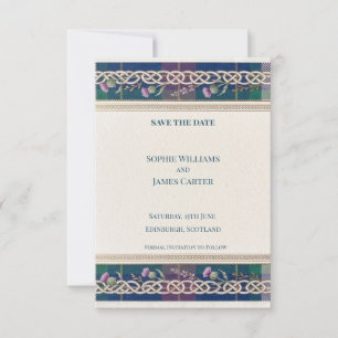 Schotse Distel Tartan Save The Date Kaart