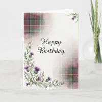 Schotse Distel Tartan Verjaardagskaart