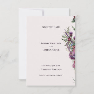 Schotse Distel Wildboeket Bruiloft Save The Date