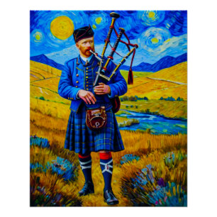Schotse doedelzakspeler Wall Art Decor .Water Colo Perfect Poster