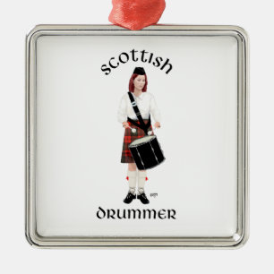 Schotse Drummer - Vrouw Metalen Ornament